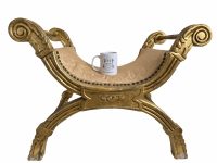 Alternative view of Antique French Regency Style Handled Stool Wooden Brown Natural Wood Small Low Rest Plinth Chair Seating Prop c1910's