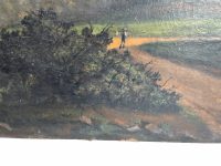 Alternative view of Antique French Village Skyline Ruins Houses Trees Tree Woodland Field Oil Painting On Board Normandy Signed circa 1900's
