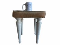 Alternative view of Vintage French Cushioned Stool Beige Cushion Padded Bench Piano Wooden Wood Chair Seat Side Prop Display c1980's