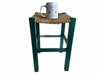 Alternative view of Vintage French Green Wood Wooden Woven Strung Footstool Foot Stool Rest Footrest Display Stand circa 1980-90's
