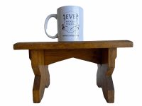 Alternative view of Vintage French Small Bench Stool Wooden Brown Wood Small Stand Chair Display Rest Plinth Seat Plant Kneeler c1950-1960's