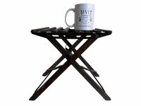 Alternative view of Vintage French Stool Wooden Natural Wood Folding Garden Travel Fishing Camping Chair Display Plinth Seating Prop c1940's