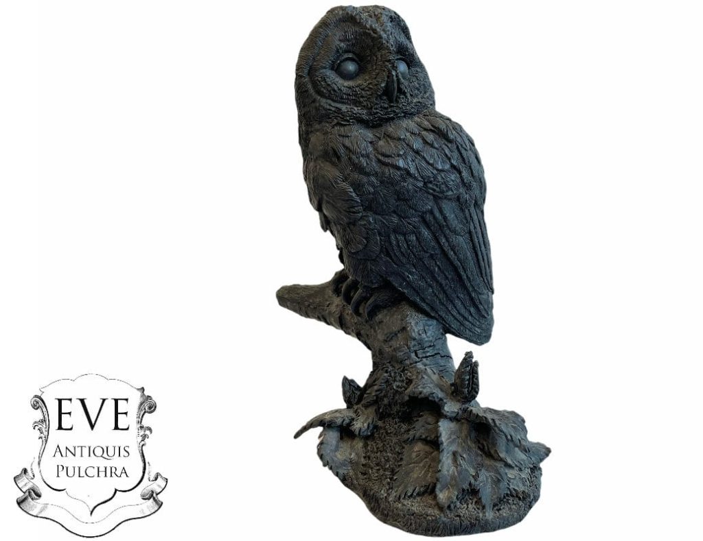 Vintage French Owl On Branch Bird Ornament Figurine Sculpture Statue Display Gift Present Resin c1980-90’s