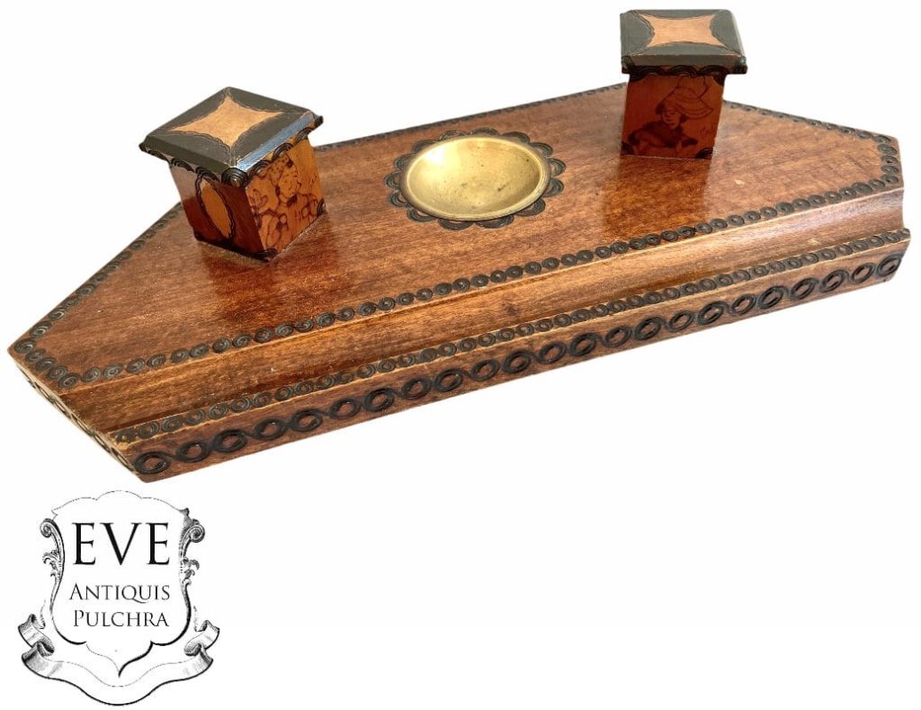 Vintage African Desktop Writing Ink Pen Rest Stand Pot Pencil Holder Aid Prop Desktop Traditional Office Gift c1950-60's