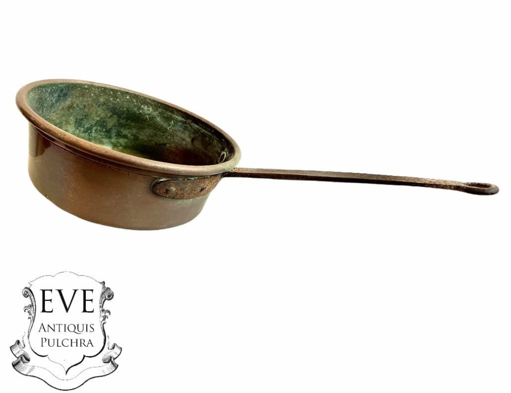 Vintage French Loop Handled Handle Hanging Copper Fire Stove Saucepan Pot Pan Cooking Kitchen Hanging Display c1950-60's