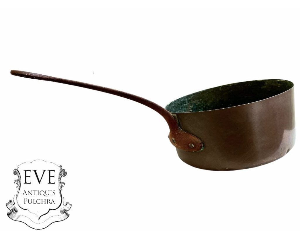 Vintage French X Large Handled Handle Hanging Copper Fire Stove Saucepan Pot Pan Cooking Kitchen Hanging Display c1950-60’s