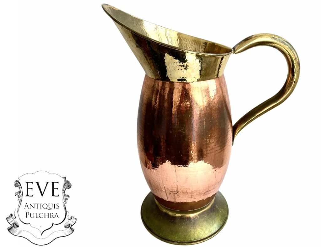 Vintage French Villedieu Copper Brass Large Jug Urn Pot Vase Ornament Decoration Prop Umbrella Stick Stand circa 1970-80’s