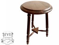 Vintage French Double Plant Pot Stand Brown Dark Wood Medium Stool Flower Display Plinth Seating Prop Wooden c1970-1980's