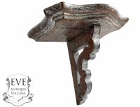 Vintage French Small Wooden Wall Hanging Shelf Brown Wood Ornate Shelf Rack Mounted Display circa 1940-50's