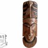 Vintage African Figurine Mask Statue Primitive Art Carving Wooden Wood Ornament Decorative Wall Display circa 1970-80'sop