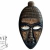 Vintage African Figurine Mask Statue Primitive Art Carving Wooden Wood Ornament Decorative Wall Display circa 1990-00'sop