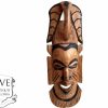 Vintage African Figurine Mask Statue Primitive Art Carving Wooden Wood Ornament Decorative Wall Display circa 1980-90'sop