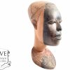 Vintage African Man Bust Wooden Standing Decor Carved Statue Carving Sculpture Wood Tribal Art c1960-70's