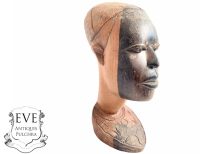 Vintage African Man Bust Wooden Standing Decor Carved Statue Carving Sculpture Wood Tribal Art c1960-70's