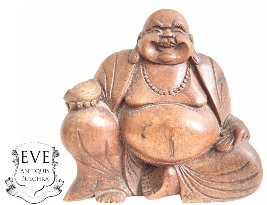 Vintage Thai Smiling Melon Buddha Meditating Yogi Yoga Asian Wood Carving Altar Piece Meditation Peace c1970-80’s