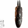 Vintage African Face Figurine Mask Small Statue Primitive Carving Wooden Wood Ornament Decorative Wall Display c1970-80's