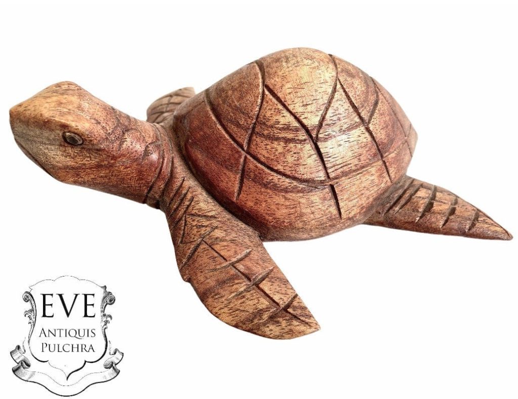 Vintage Indonesian Asian Sea Turtle Wood Wooden Decorative Ornament Figurine Decorative Sculpture Carving c1980’s