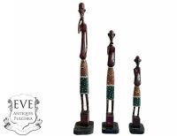 Vintage African Tall Thinking Man Figurine Statue Primitive Carving Wooden Wood Ornament Decorative Standing Display c1990's