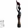 Vintage African Tall Lady Carrying Water Figurine Statue Primitive Carving Wooden Wood Ornament Decorative Standing c1990's