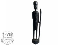 Vintage African Tall Figurine Statue Primitive Carving Wooden Wood Ornament Decorative Standing Display c1990's
