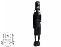 Vintage African Tall Figurine Statue Primitive Carving Wooden Wood Ornament Decorative Standing Display c1990's