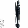 Vintage African Tall Figurine Statue Primitive Carving Wooden Wood Ornament Decorative Standing Display c1990's