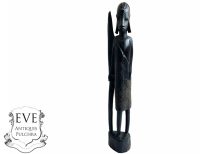 Vintage African Tall Figurine Statue Primitive Carving Wooden Wood Ornament Decorative Standing Display c1990's