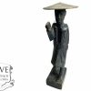 Vintage Asian Carrying Man Small Ornament Decor Display Statue Figurine Wood Figurine Gift Present Carrying Man circa 1990's