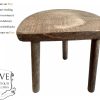 Vintage French D Seat Milking Stool Wooden Brown Wood Small Chair Stand Display Rest Plinth Seating Plant Prop c1960-70's