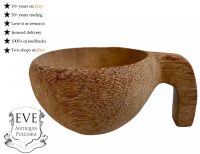 Vintage Tropical Wood Small Wood Wooden Handled Cup Mug Beaker Tankard Chalice Drink Drinking circa 1990's