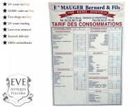 Vintage French Large Bar Restaurant Eraseable Price List Public House Restaurant Wipe Off Sign Internal circa 1980-90's