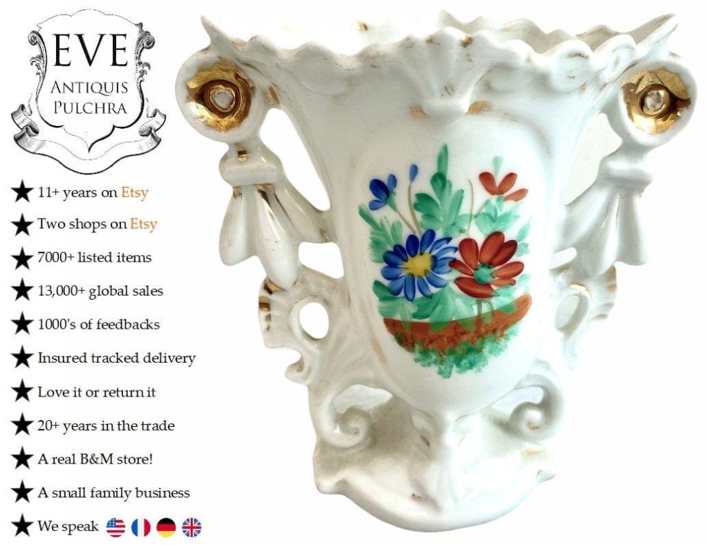 Antique French Marriage Wedding Bud Vase Ceramic Globe de Mariée Mairee Globe Gift Dome Presentation Decorative c1850-1900’s