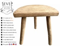 Vintage French D Stool Traditional Small Milking Wooden Brown Wood Small Chair Stand Display Plinth Seating Pot c1970's