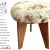 Vintage French Small Home Made Stool Wooden Wood Foot Rest Chair Seat Side Rest Cushion Padded Display Prop c1960-70's