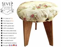 Vintage French Small Home Made Stool Wooden Wood Foot Rest Chair Seat Side Rest Cushion Padded Display Prop c1960-70's