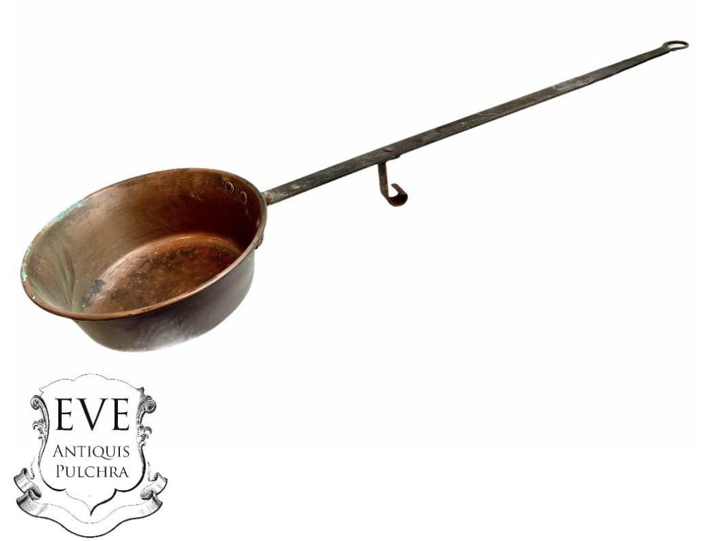Vintage French Long Handled Handle Hanging Copper Fire Stove Saucepan Pot Pan Cooking Kitchen Hanging Display c1930-40’s
