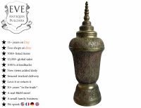 Antique Asian Cambodian Style Large Urn Vase Pot Ornament Display Centrepiece Brass Finely Detailed Lidded c1910-20's