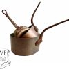 Vintage French Set Of Three Loop Handled Hanging Copper Stove Saucepan Pot Pan Cooking Kitchen Hanging Display c1960-70's