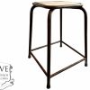 Vintage French Stool Large Studio Wood Metal Chair Seat Table Stand Plinth Display Art Rusty Industrial Workshop c1970-80's