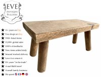 Vintage French Bench Stand Plinth Stool Wooden Brown Natural Wood Small Chair Display Rest Seat Plant c1960-70's