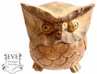 Vintage French Owl Wooden Bird Carving Ornament Figurine Sculpture Statue Display Gift Present Wood c1980-90's