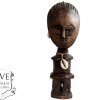 Vintage African Puppe Ashanti Akuaba Fertility Doll Pouppee Ghana Face Idol Primitive Art Carving Sculpture c1970-80's