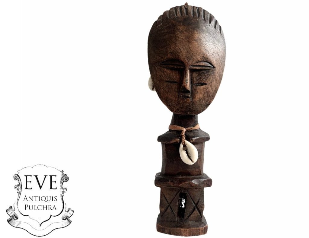 Vintage African Puppe Ashanti Akuaba Fertility Doll Pouppee Ghana Face Idol Primitive Art Carving Sculpture c1970-80’s