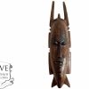 Vintage African Face Figurine Mask Small Statue Primitive Carving Wooden Wood Ornament Decorative Wall Display c1970-80'sop