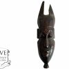 Vintage African Face Figurine Mask Small Statue Primitive Carving Wooden Wood Ornament Decorative Wall Display c1970-80's