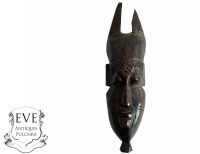 Vintage African Face Figurine Mask Small Statue Primitive Carving Wooden Wood Ornament Decorative Wall Display c1970-80's