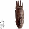 Vintage African Face Figurine Mask Small Statue Primitive Carving Wooden Wood Ornament Decorative Wall Display c1970-80's
