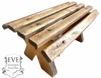 Vintage French Wooden Brown Natural Wood Small Milking Stool Chair Bench Stand Display Rest Plinth Seating Prop circa 1970's