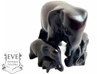 Vintage Asian Elephant Family Small Ornament Decor Display Statue Figurine Resin Figurine Gift Present Animal circa 1990's