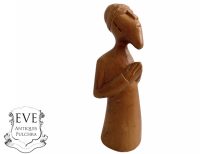 Vintage African Praying Man Wood Small Bust Decorative Ornament Figurine Decorative Africa Art Sculpture circa 1970-80's